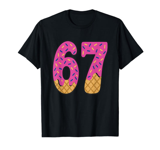 67 Ice Cream Drip Meme Six Seven Waffle Teen Kid Slang T-Shirt