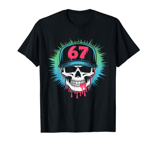 67 Skull Meme Funny Six Seven Alpha Slang T-Shirt