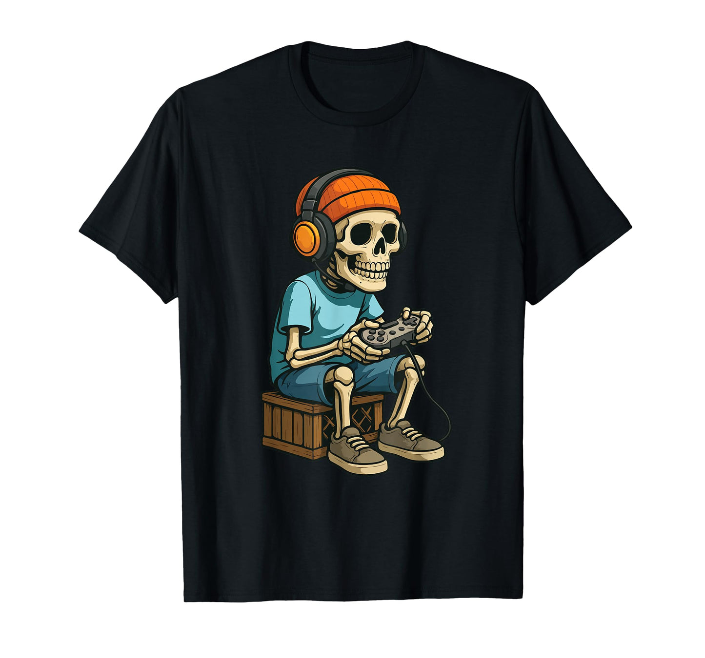 Halloween Skeleton Gamer Video Gaming for Boys Men Kids T-Shirt