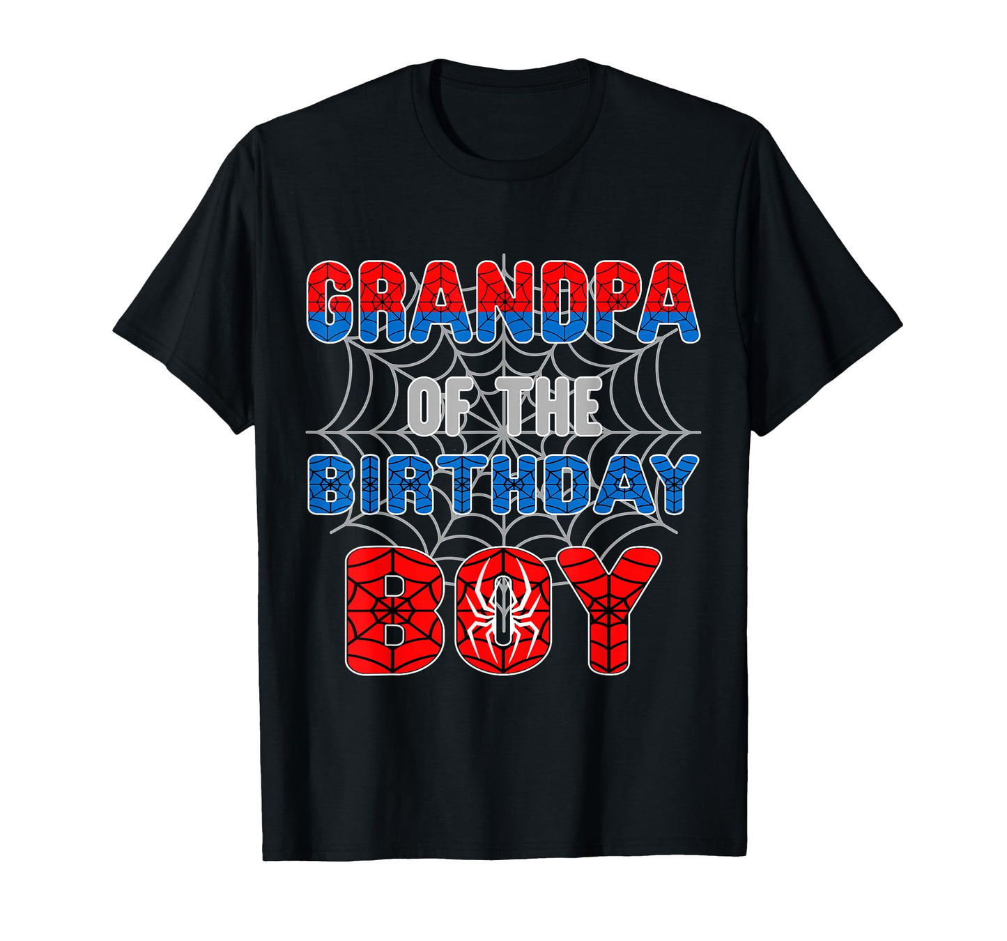 Spider Web Birthday Party Grandpa of The Birthday Boy T-Shirt