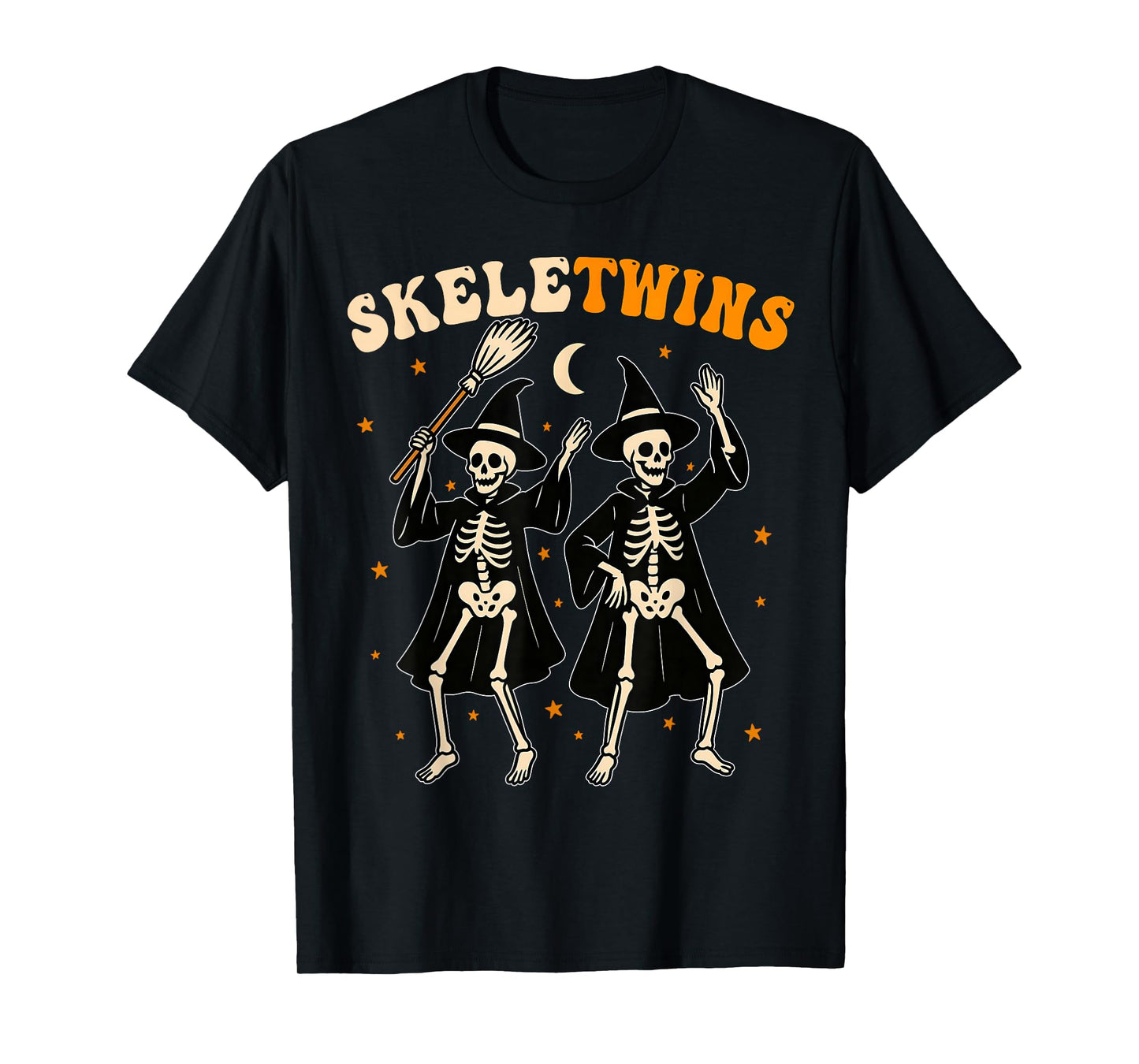 Twins Halloween Matching Skeletwins Funny Dancing Skeletons T-Shirt