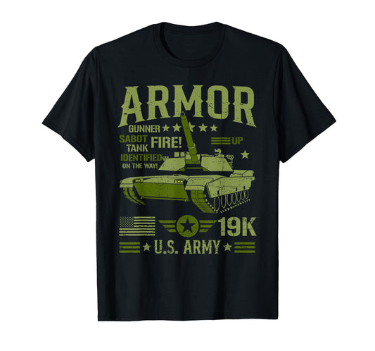 Armor Of US Military M1 Abrams Battle Tank 19K Tanker T-Shirt