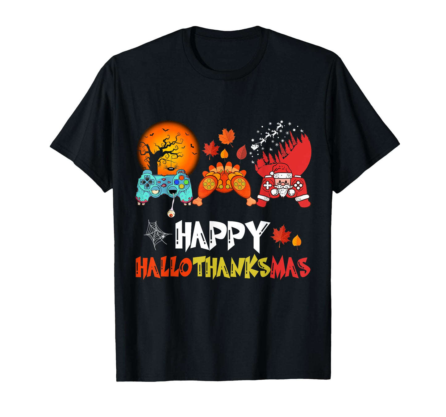 Halloween Thanksgiving Xmas Happy HalloThanksMas Video Game T-Shirt