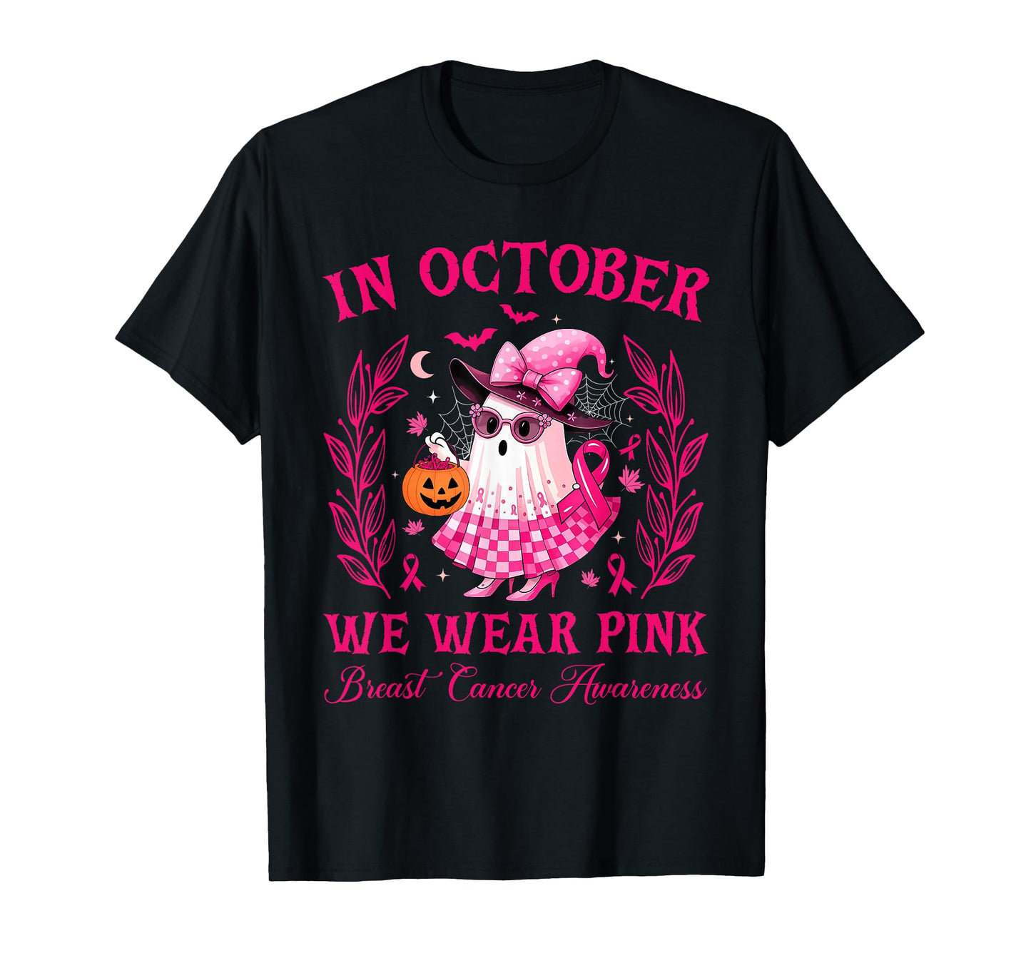 in October, we wear Pink Hallowen for Women Cute T-Shirt