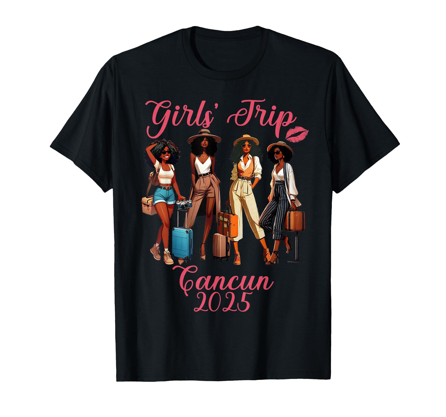 Cancun Girls Trip 2025 Black Girls Birthday Squad Vacation T-Shirt