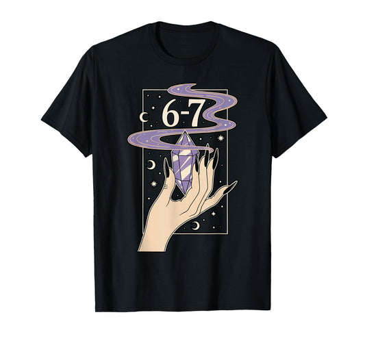6-7 Meme Witch Hand Crystal Halloween Women Girls T-Shirt