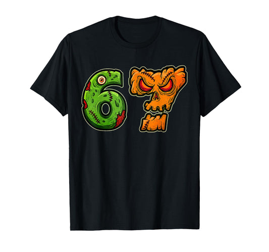 67 Zombie Pumpkin Six Seven Halloween Meme Costume T-Shirt