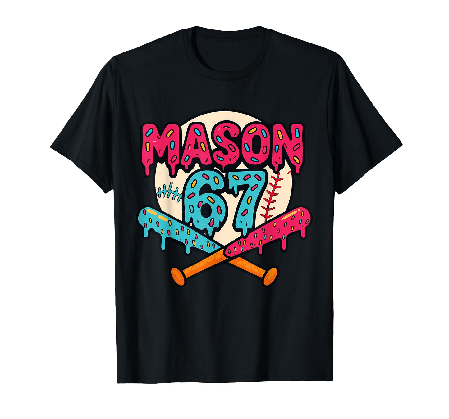 Mason 67 Funny Ice Cream Drip Baseball Meme Graphics T-Shirt