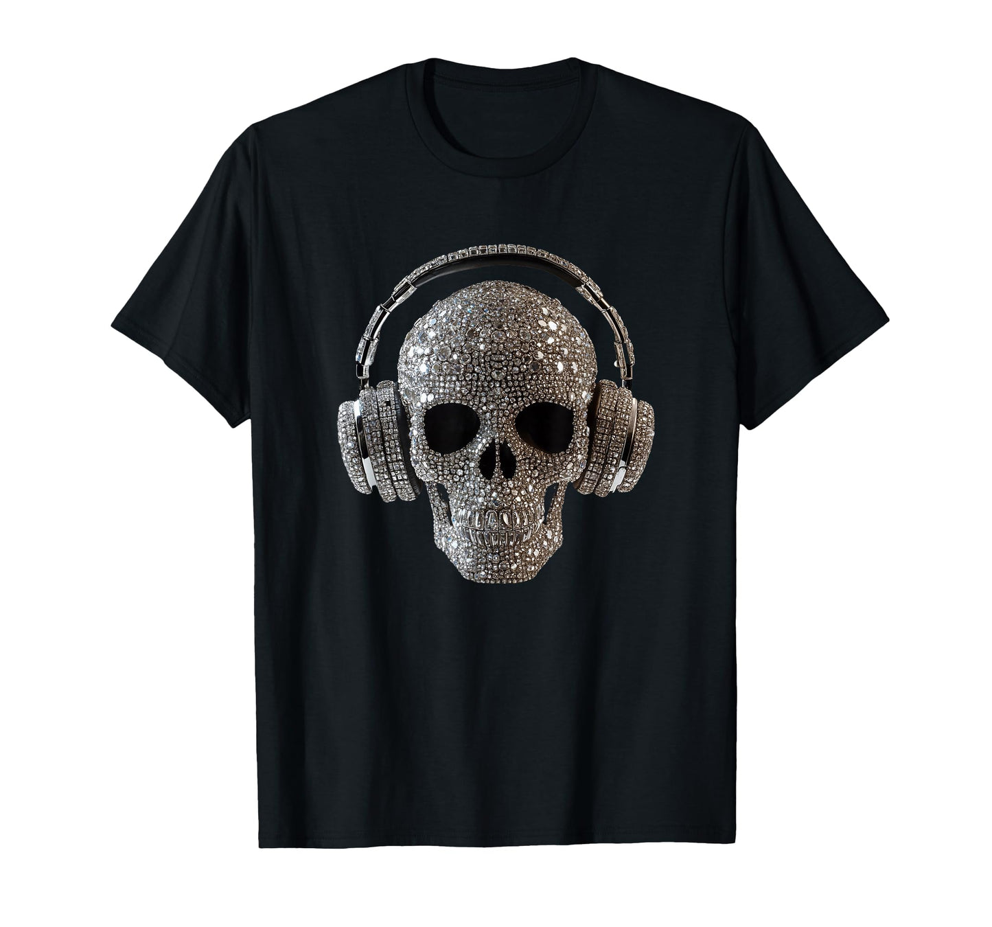 Bling Skull with Headphones - DJ Music Lover T-Shirt