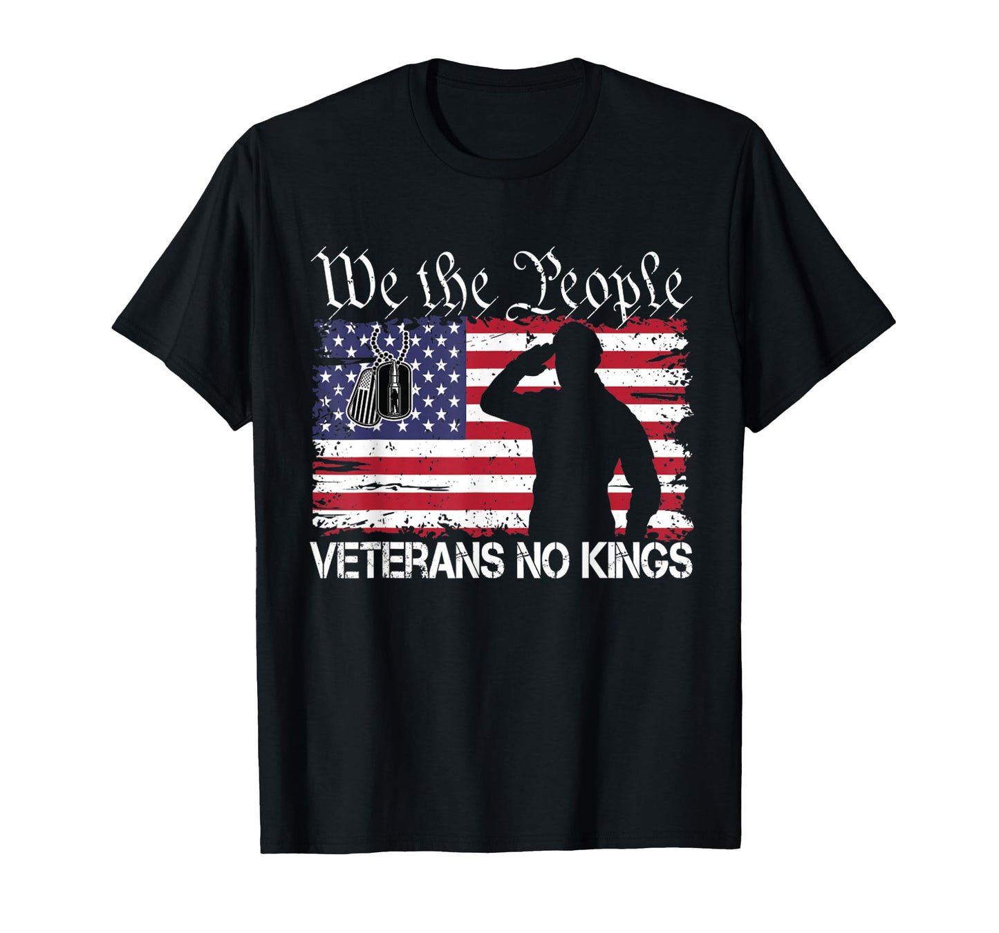 Military Veterans No Kings Vintage America Flag Veterans Day T-Shirt