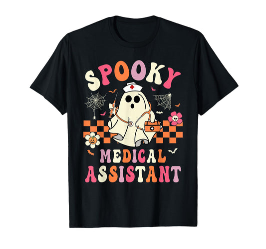 Groovy Spooky Medical Assistant Halloween Women Men Girls T-Shirt