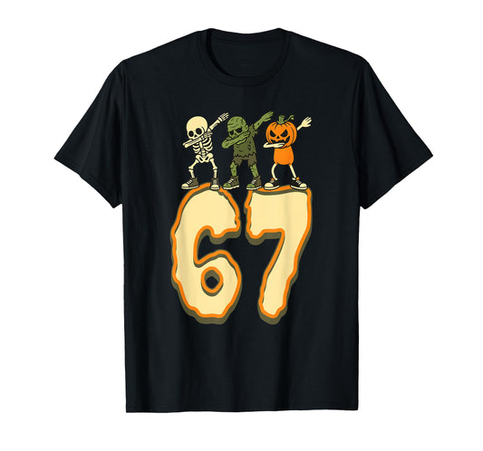 67 Halloween Meme 6 7 Numbers Six Seven Funny Kids Skeleton T-Shirt