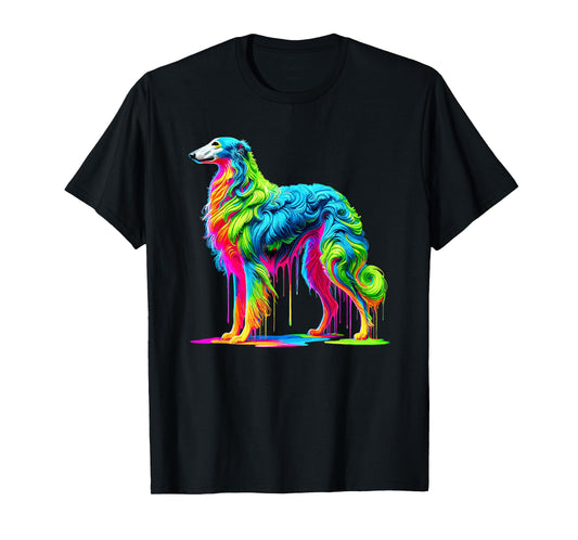Dripping Paint Art Borzoi Russian Hunting Sighthound T-Shirt