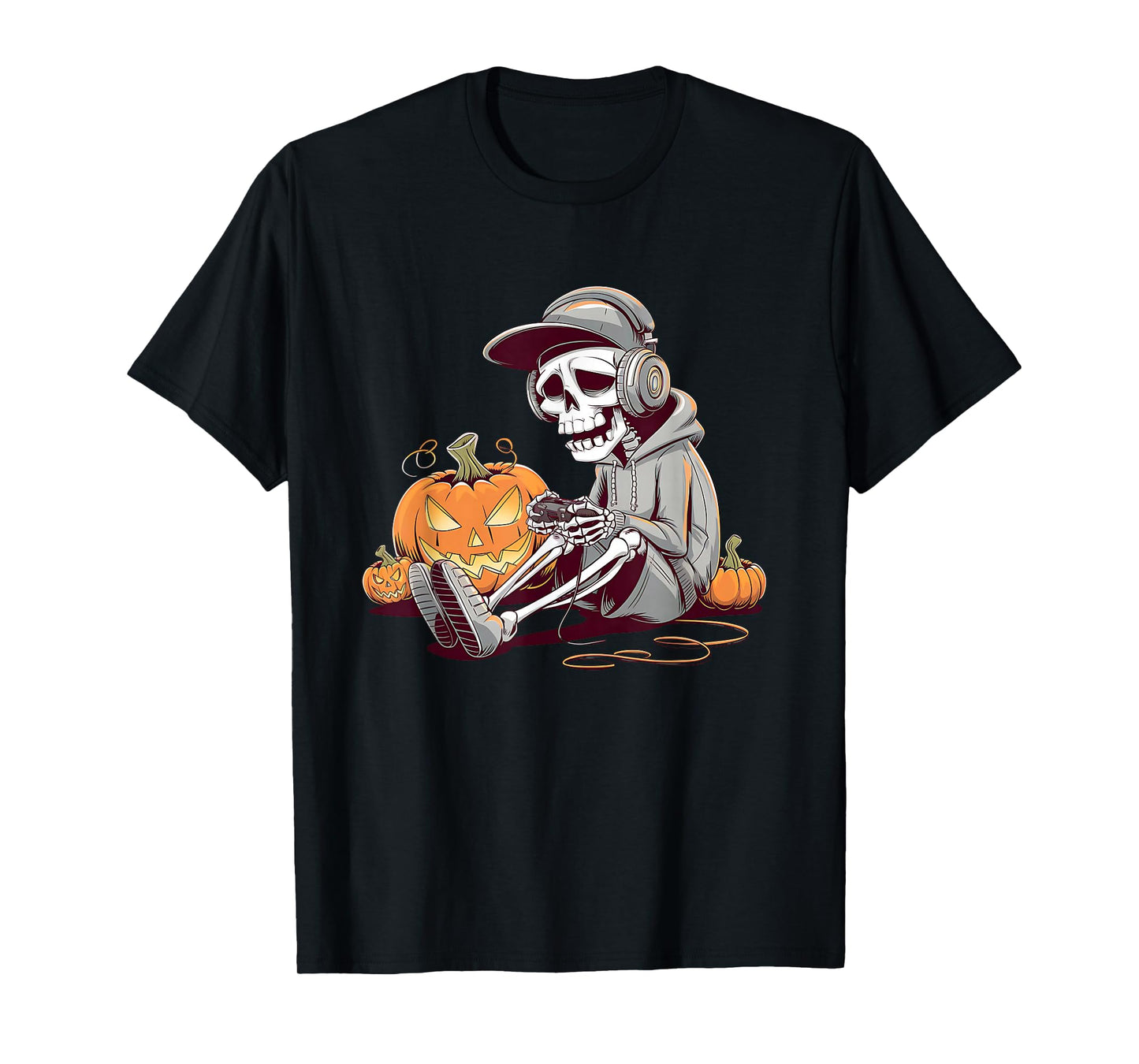 Halloween Skeleton Gamer Video Gaming Boys Men Kids Tees T-Shirt