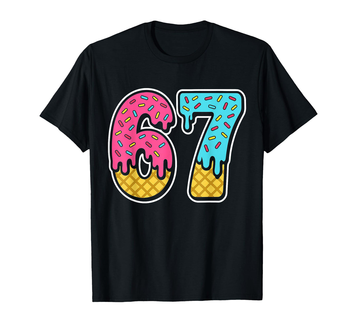 67 Ice Cream Drip Meme Six Seven Funny Gen Alpha Design T-Shirt