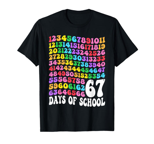 67th Day of School Teacher Kids 67 Math Numbers 100th Days T-Shirt