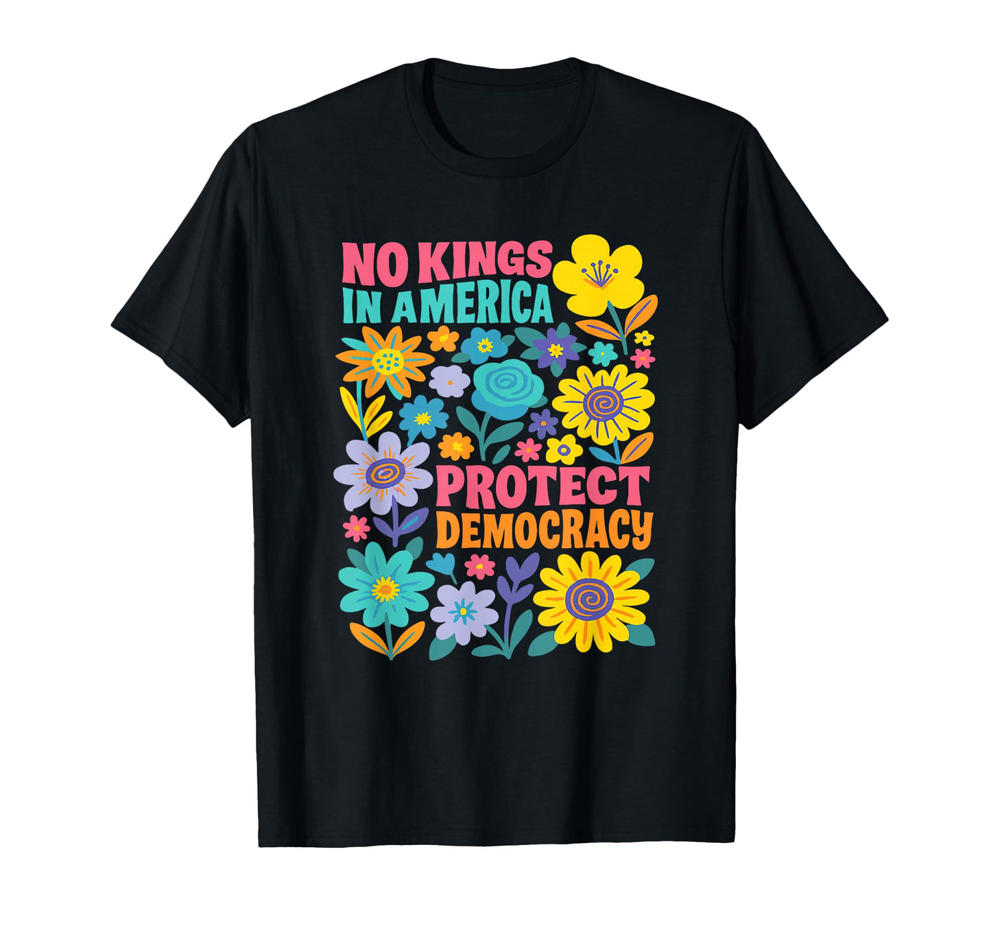 No Kings in America We The People Retro Boho Floral lovers T-Shirt