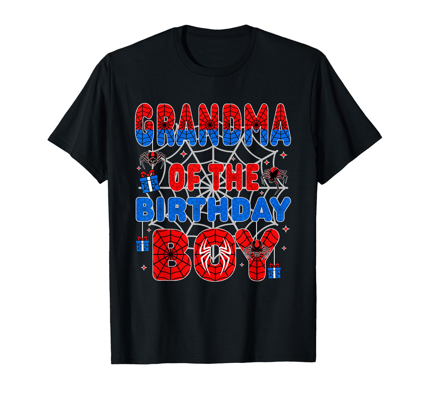 Spider Web Birthday Party Grandma of The Birthday Boy T-Shirt