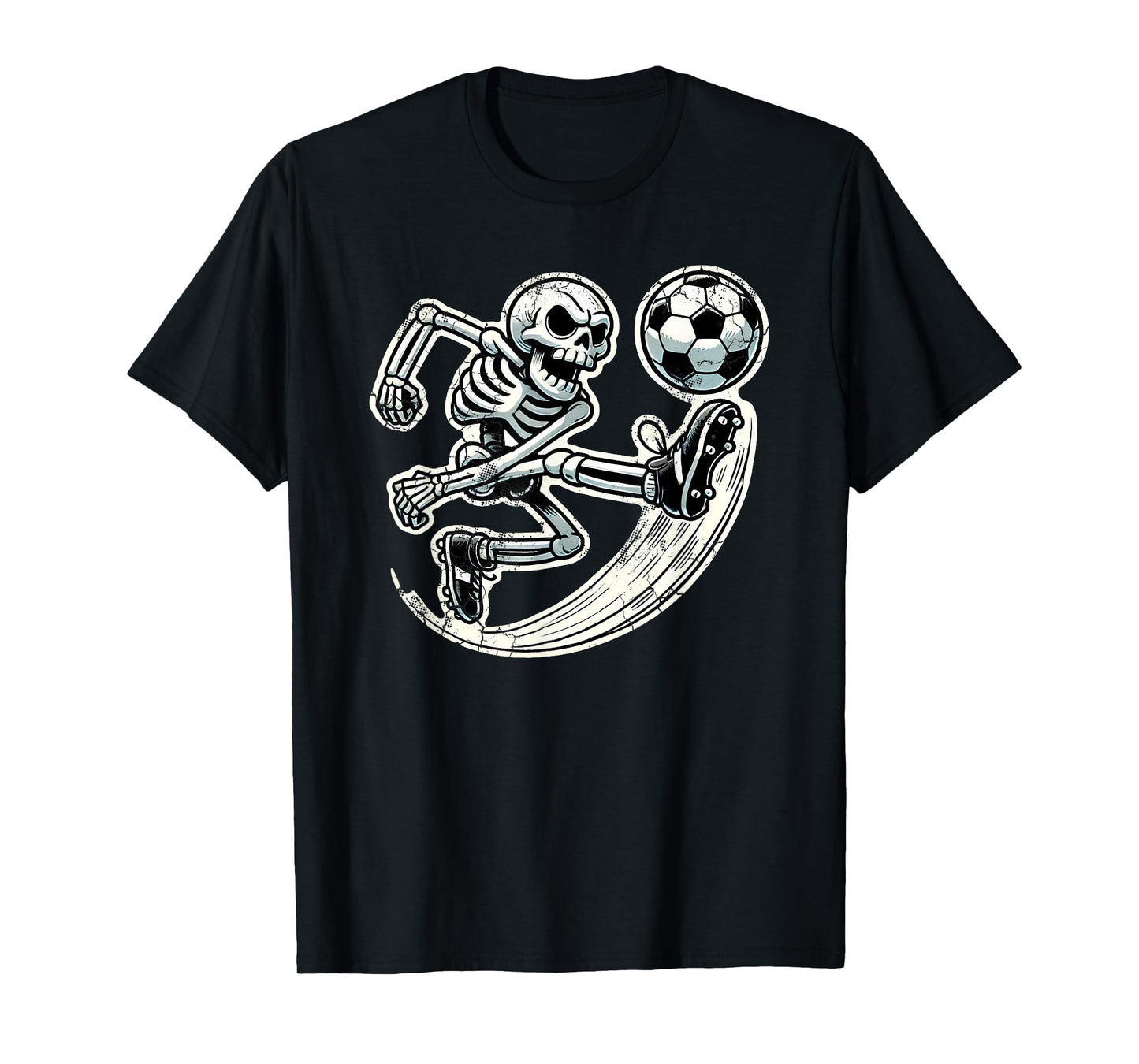 Halloween Skeleton Soccer Player Spooky Kicking Action T-Shirt