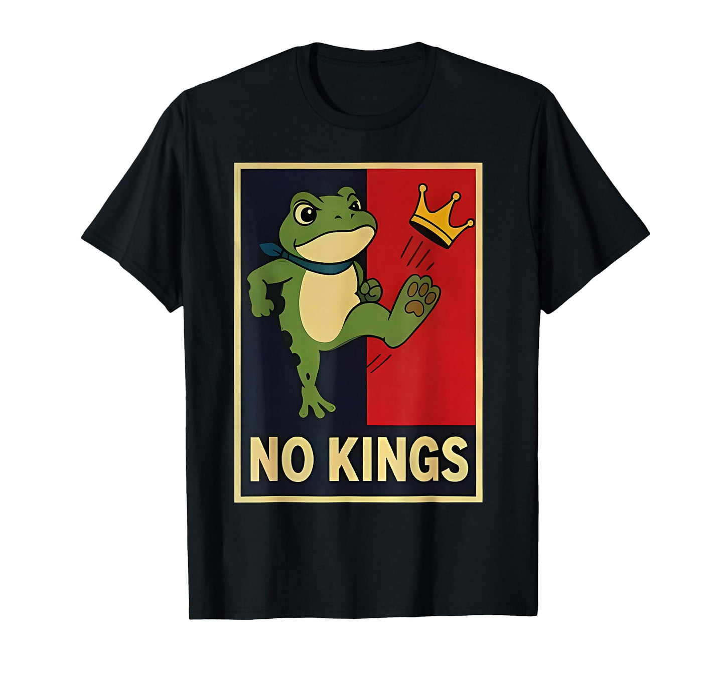 Portland Frog No King Protest Kicking Crown T-Shirt