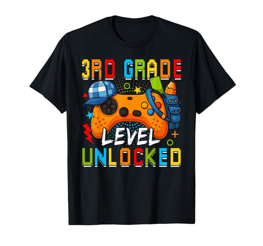 3rd Third Grade Level Unlocked Video Game Back To School T-Shirt