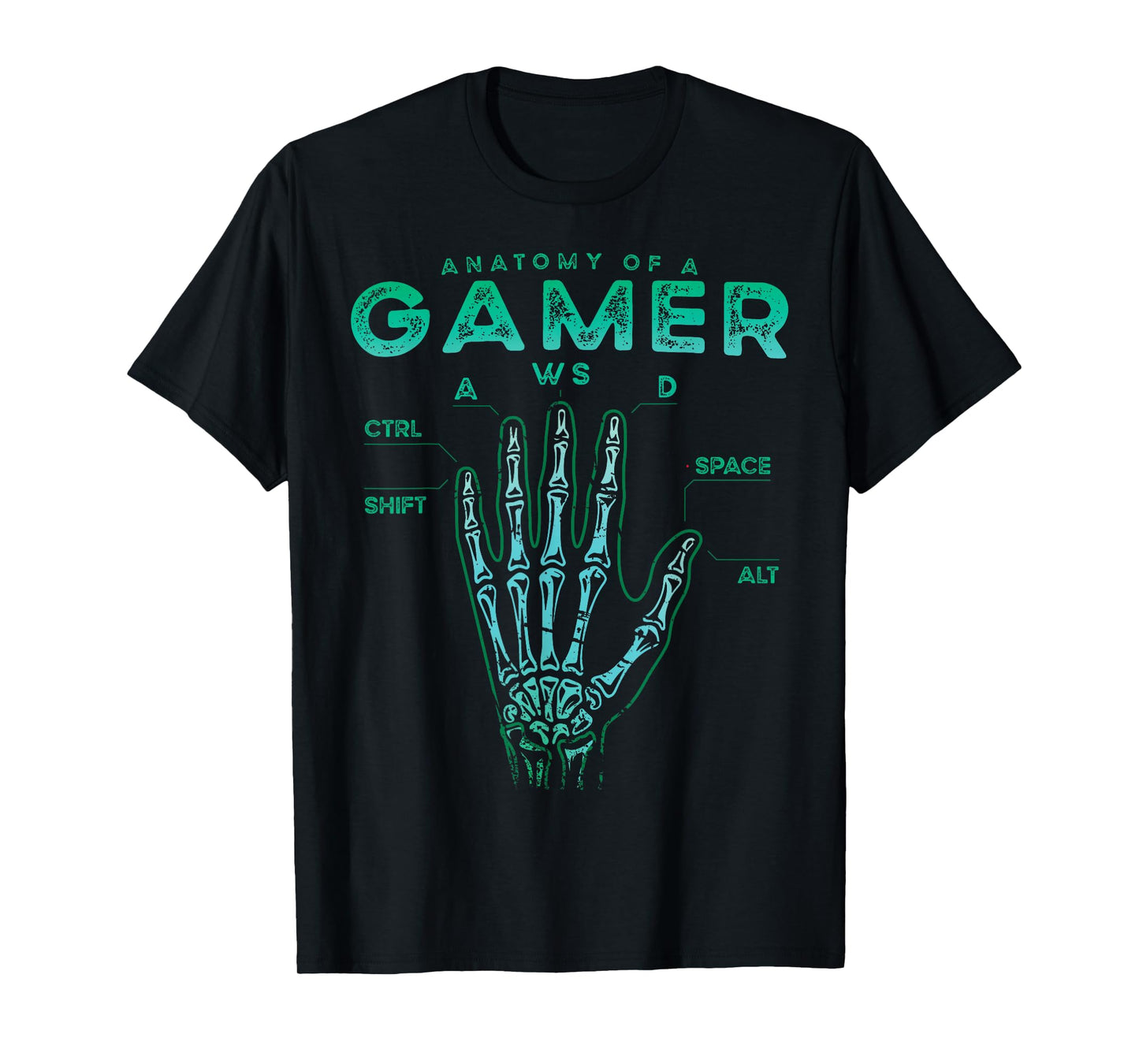 Gamer Anatomy Shirt Skeleton Hand Gaming Video Game T-Shirt