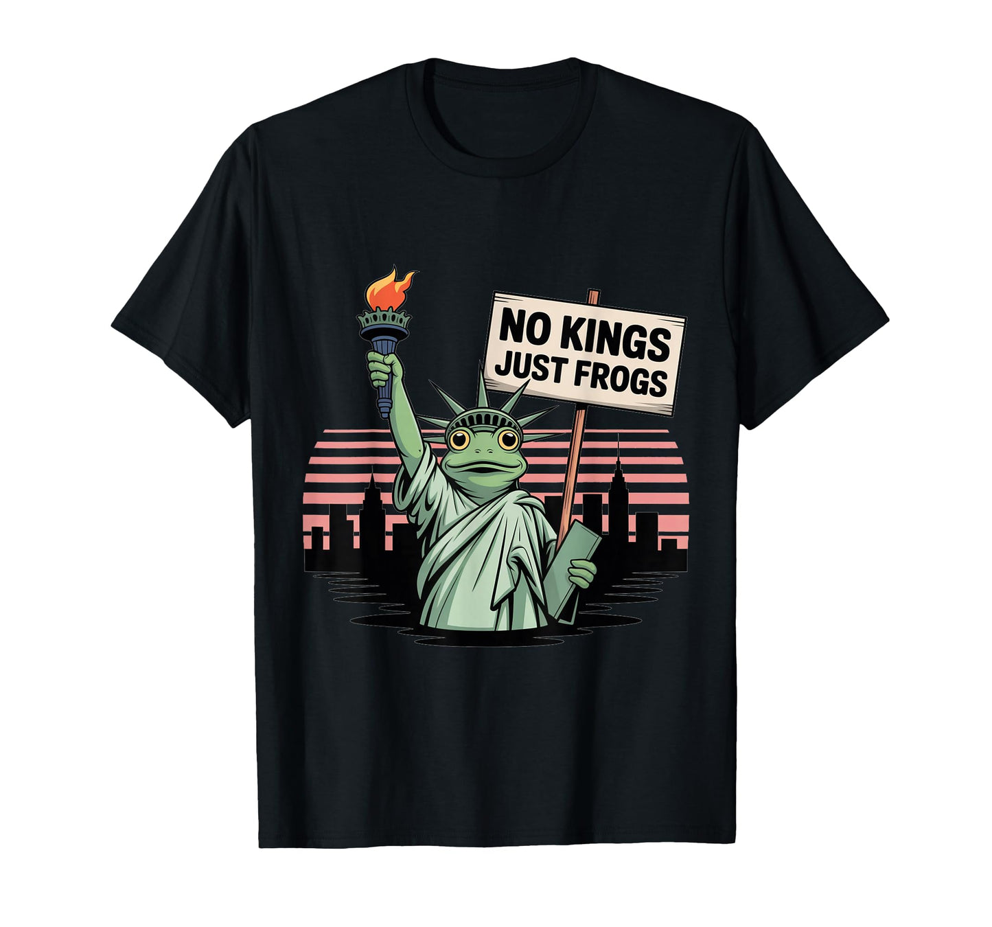 No Kings Just Frogs Statue of Liberty Frog Protest Freedom T-Shirt