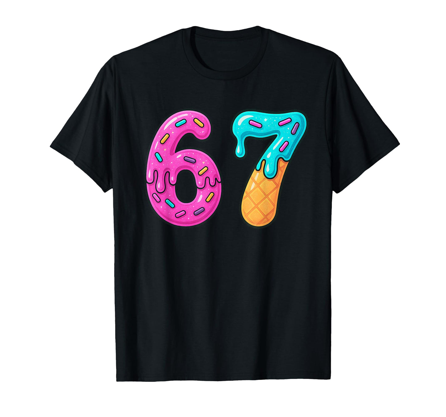6 7 Meme Cool Number Ice Cream Drip 67 T-Shirt