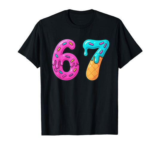 6 7 Meme Cool Number Ice Cream Drip 67 T-Shirt