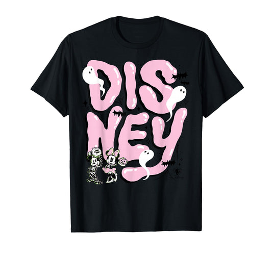 Disney Halloween Mickey & Minnie Skeleton Ghost Design T-Shirt