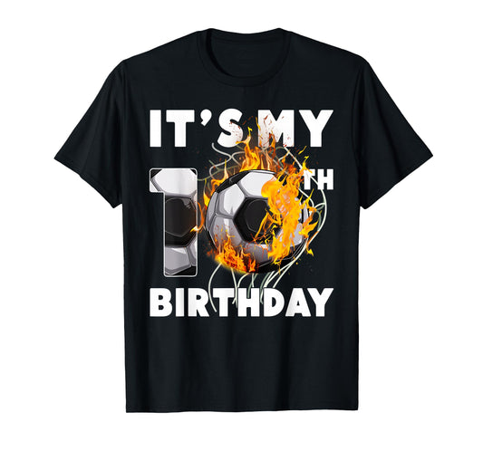 Funny It's My 10th Birthday 10 Years Old Soccer Ball Boys T-Shirt