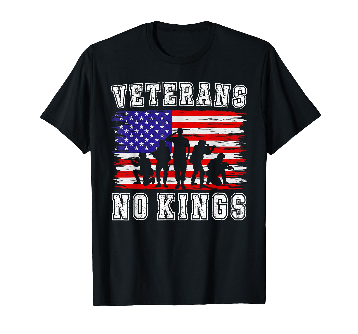 No Kings Veterans Patriotic American Flag Veterans Day Retro T-Shirt