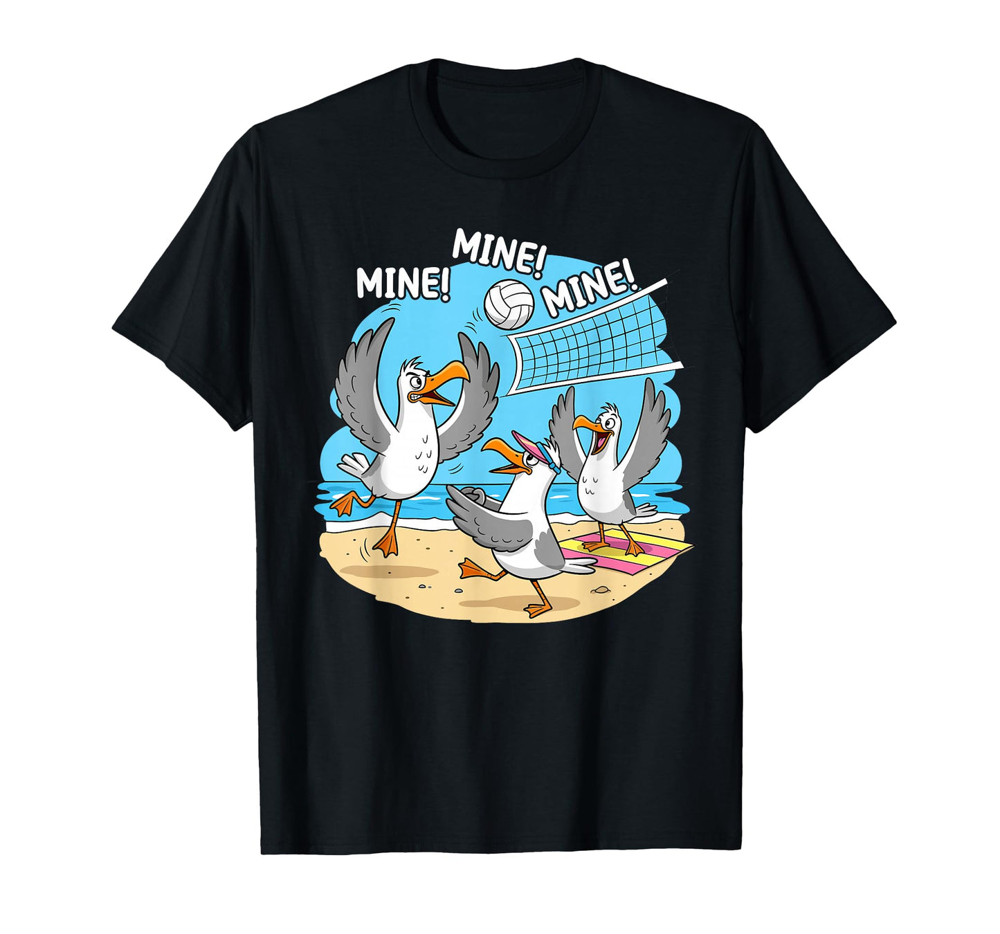 Funny Bird Playing Volleyball Mine Game Day Vibes Sports T-Shirt