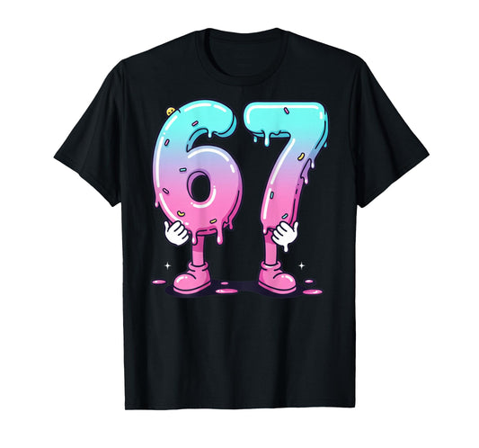 67 Ice Cream Drip (Back) Six Seven Meme for Gen Alpha Kids T-Shirt