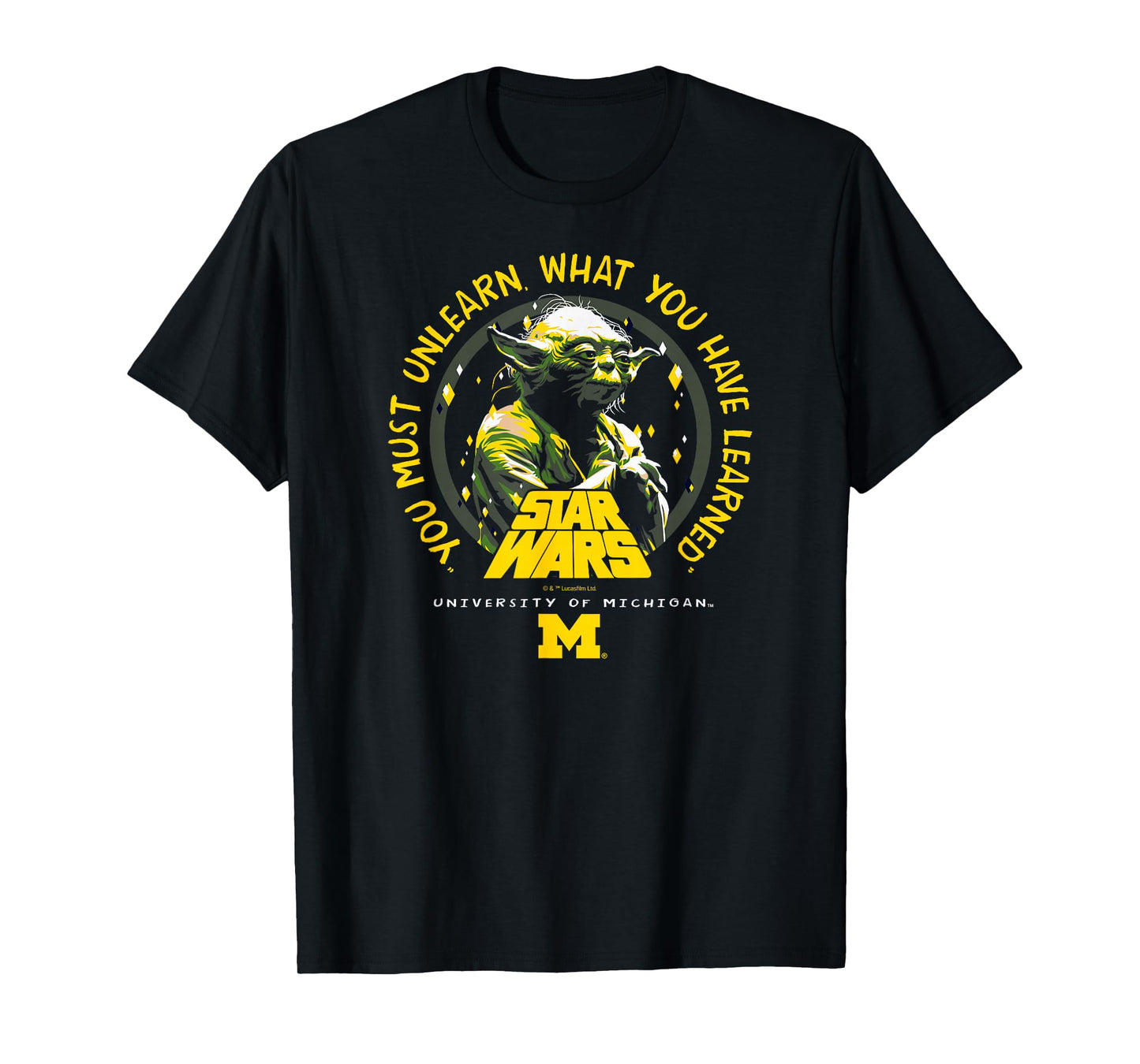Michigan Wolverines Star Wars Yoda Black Officially Licensed T-Shirt