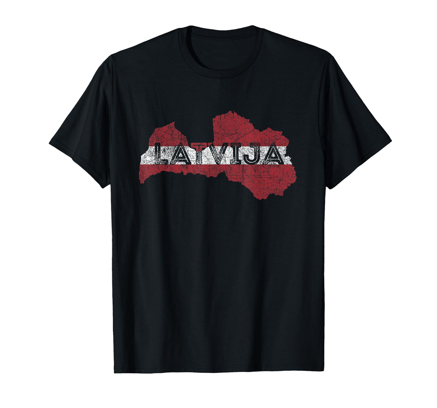 Latvian Map and Flag Souvenir - Distressed Latvija T-Shirt