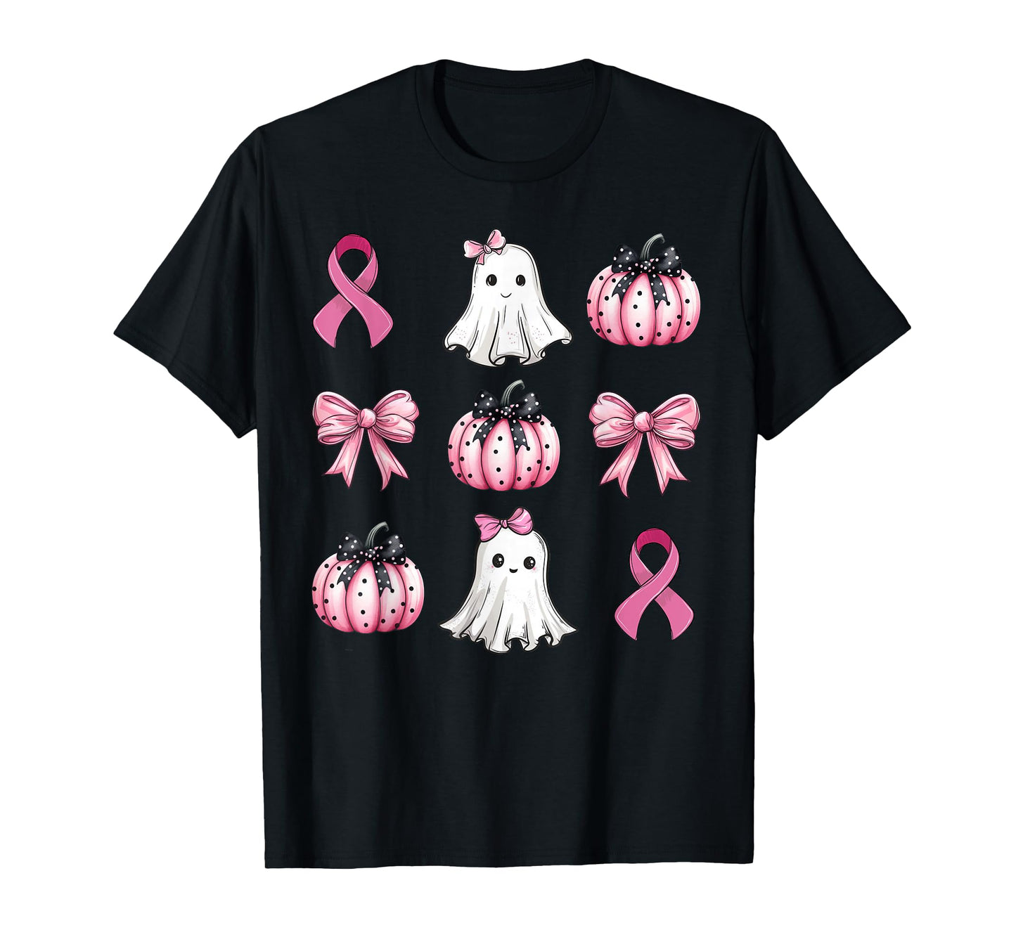 Breast Cancer Awareness Coquette Pink Pumpkin Ribbon Women's T-Shirt