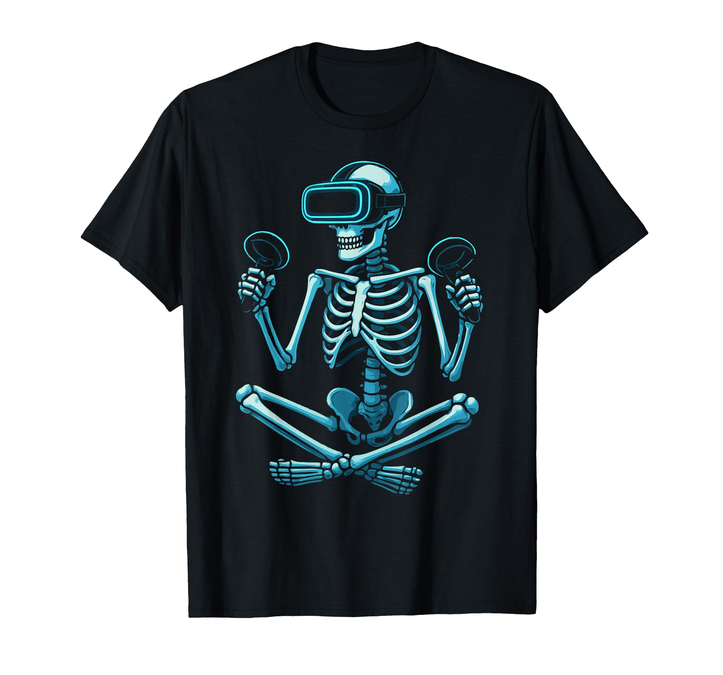 Skeleton Gamer VR Headset Funny Halloween Gaming T-Shirt