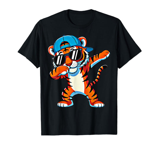 Cute Dabbing Tiger Men Toddler Boys Animal Print Kids T-Shirt