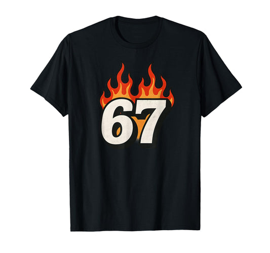 67 Meme 6 7 Numbers Fire Six Seven Flames Funny Boys Kids T-Shirt