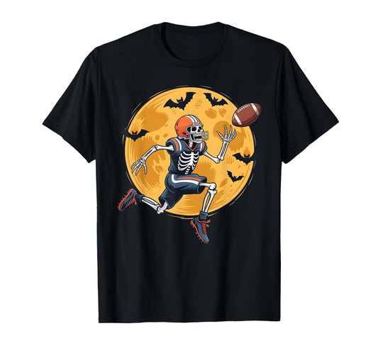 American Football Fan Skeleton Halloween Mens Boys Kid T-Shirt
