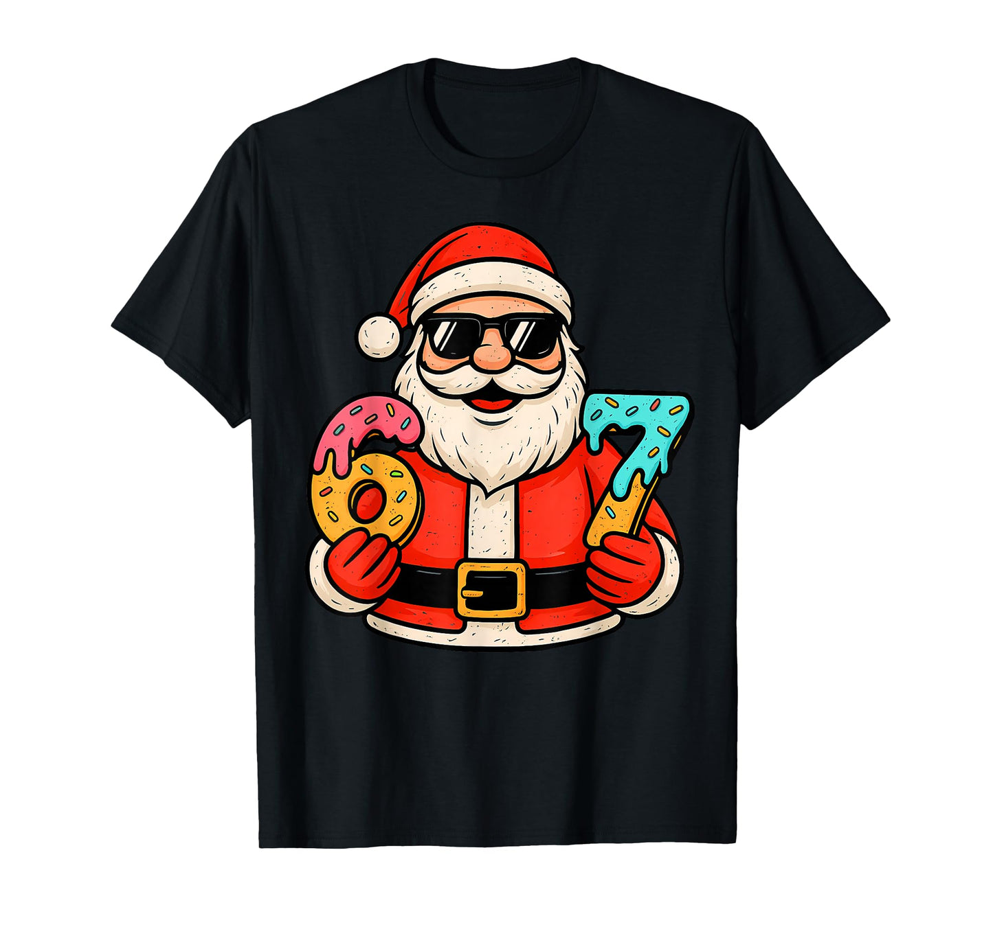 Funny Santa 67 Ice Cream Drip Christmas Xmas Teens Boys Kids T-Shirt