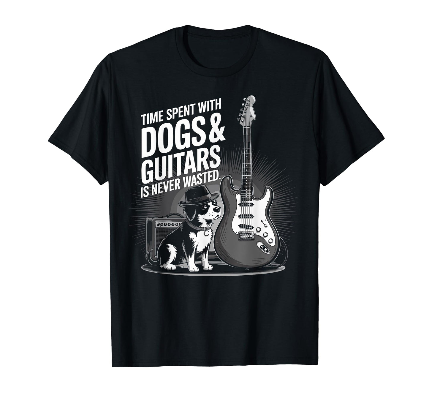 Time Spent with Dog and Guitars is Never Waste Guitarist T-Shirt