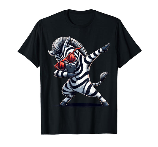 Dabbing Zebra with Sunglasses Animal Funny Zebra T-Shirt