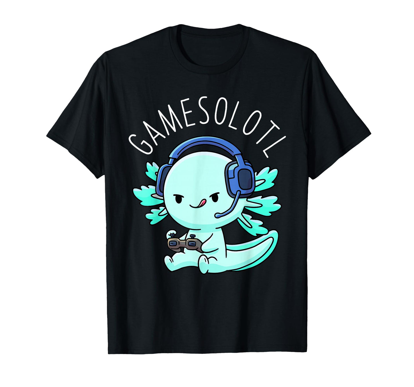 Otaku Lifestyle Threads Shirt Co. Gamesolotl Axolotl Gamer Anime Gifts Kawaii Boys Girls T-Shirt, Black
