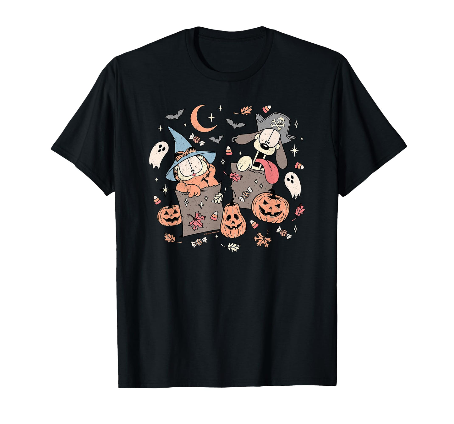 Garfield Halloween Garfield & Odie Trick Or Treating Retro T-Shirt