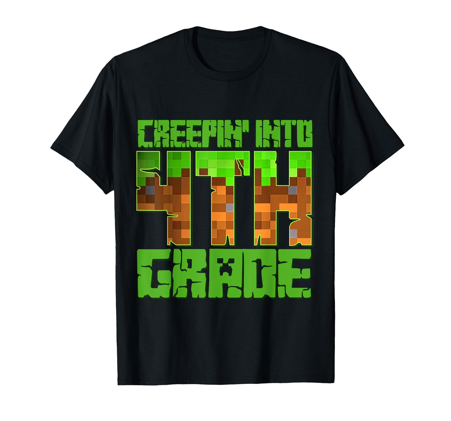Creepin’ Into 4th Grade Kids Boy Gamer Pixel Back to School T-Shirt