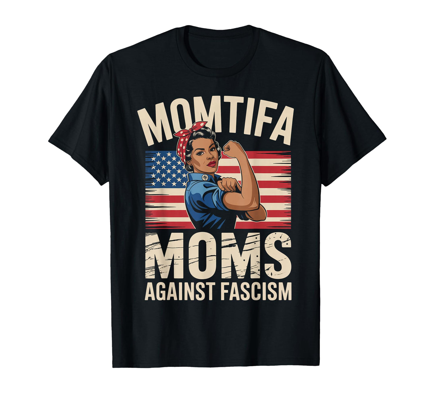 Momtifa Black Moms Against Fascism Flag Resist No Kings Mama T-Shirt