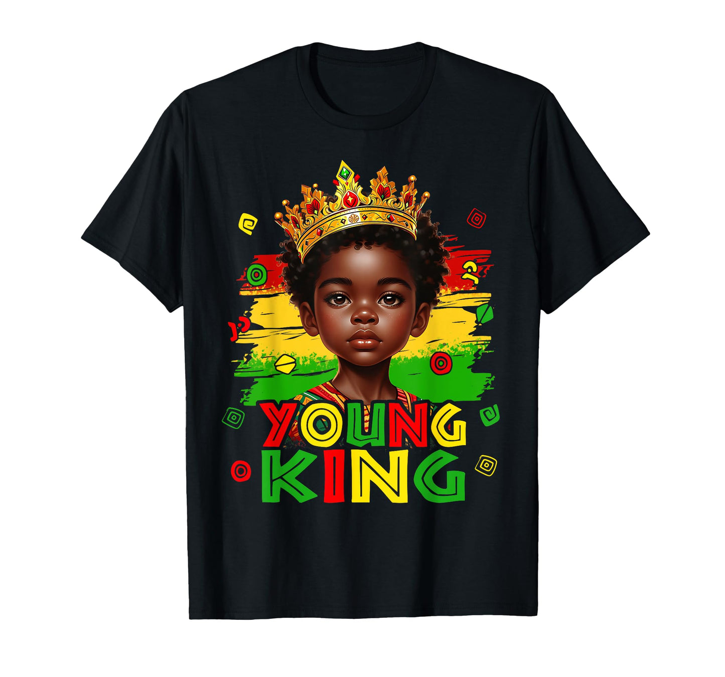 Young King Black History Month Kids Afro Boys Kids Youth T-Shirt
