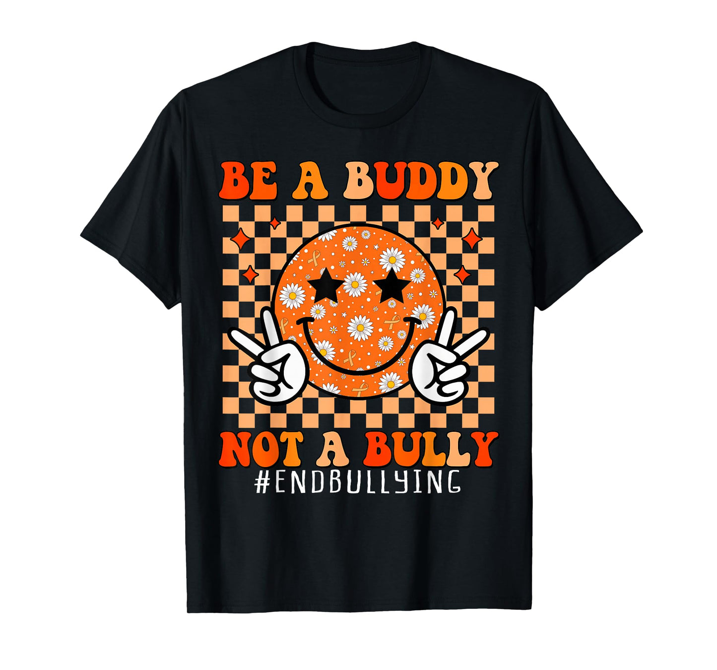Groovy Unity Day Kids Anti Bullying Checkered Orange Day T-Shirt